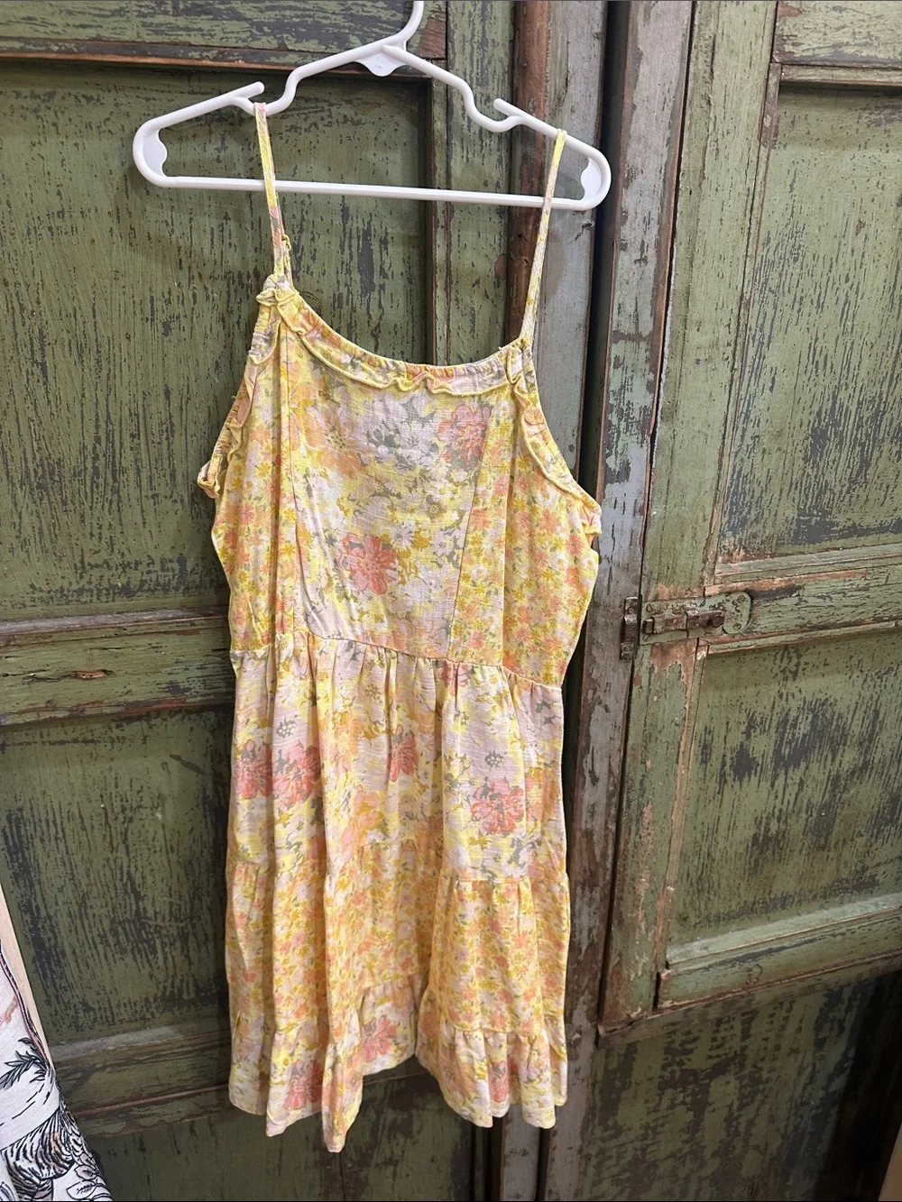 art class Yellow and Mint Floral Tiered Sundresses